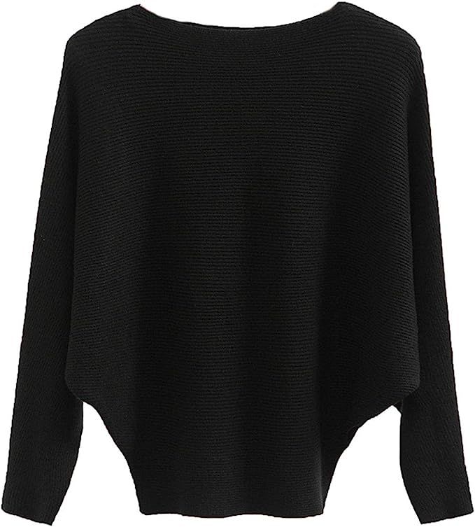 MAKARTHY Women's Batwing Sleeves Knitted Dolman Sweaters Pullovers Tops | Amazon (US)