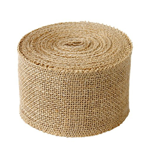 LaRibbons 3" Wide Burlap Fabric Craft Ribbon 10 Yards, 01 Tan | Amazon (US)
