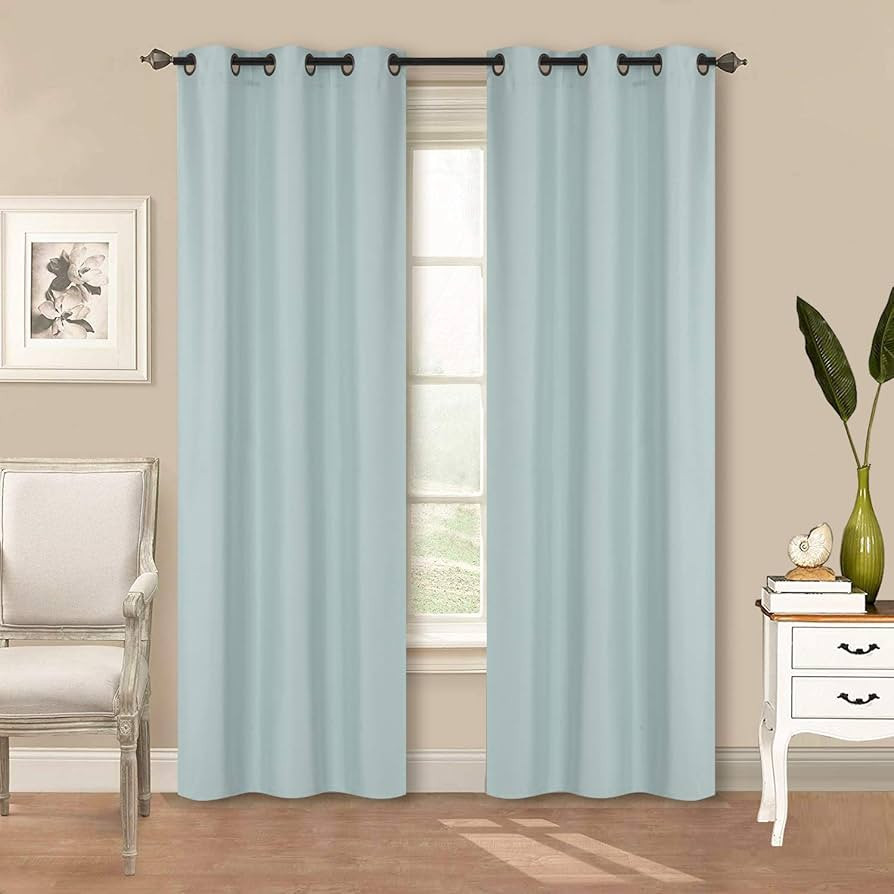 Home Collection 2 Panels 100% Blackout Curtain Set Solid Color with Rod Pocket Grommet Drapes for... | Amazon (US)
