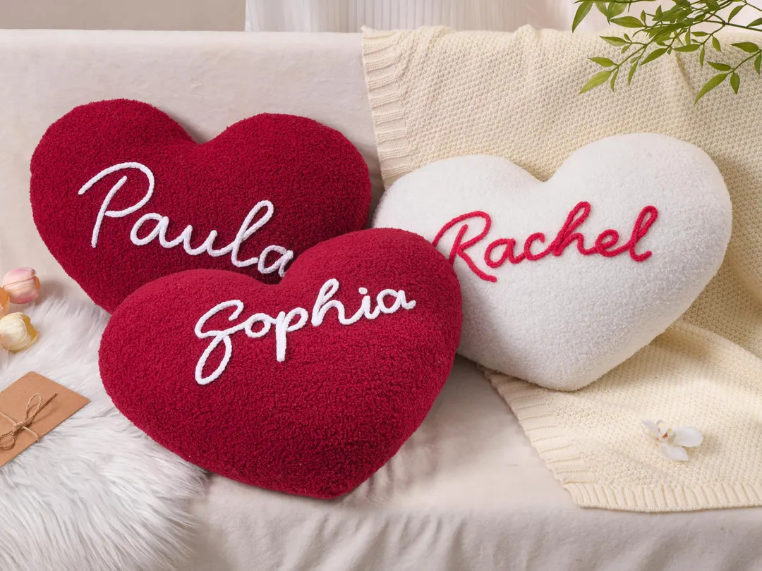 Custom Heart Pillow with Name,Personalized Plush Heart Pillow,Soft Heart Cushion,Custom Plush Kee... | Etsy (US)
