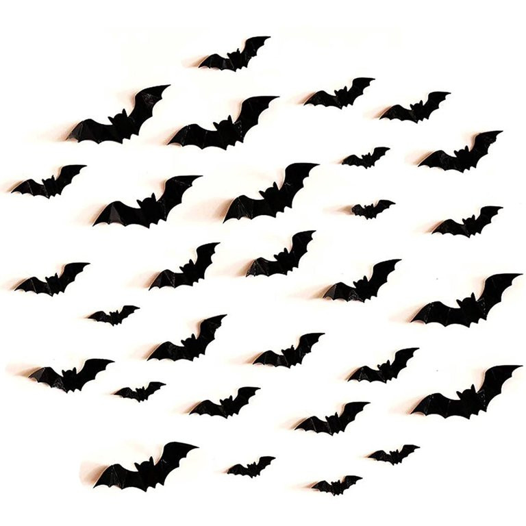 80 Pcs Halloween Bats Wall Decor, Black Plastic Bats Halloween Decoration, 3D Decorative Paper Ba... | Walmart (US)
