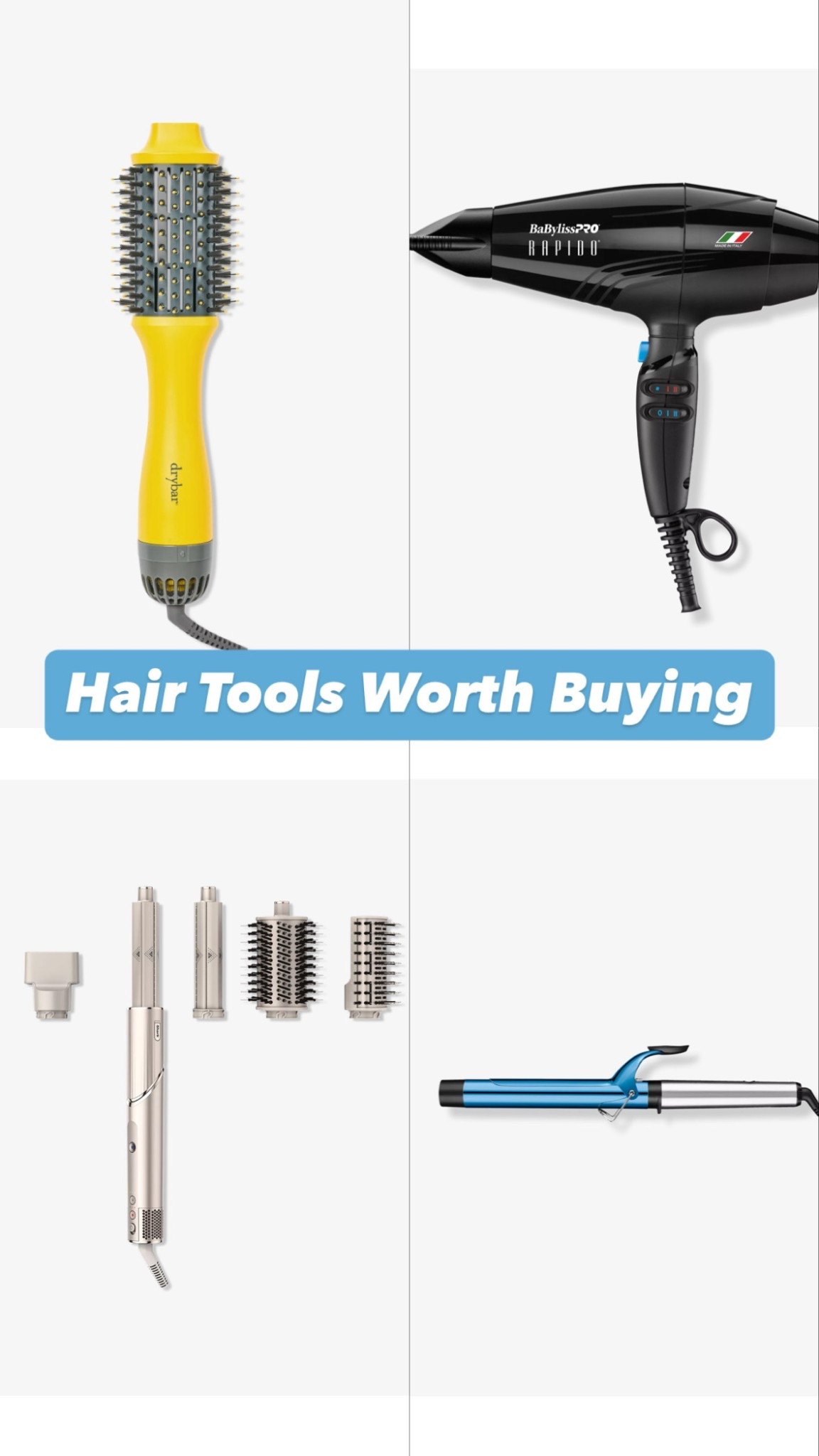 Hair tools worth buying that will save you time and money! 

These are my go to items to achieve that salon style hair. Quick blow dry look Drybar Brush, classic blowout style with lots of volume Babyliss, versatility Shark Hair Tools, perfect curls or light waves Babyliss wand 👏

Hairstyle, hair tools, hair, hair products 

#LTKBeauty