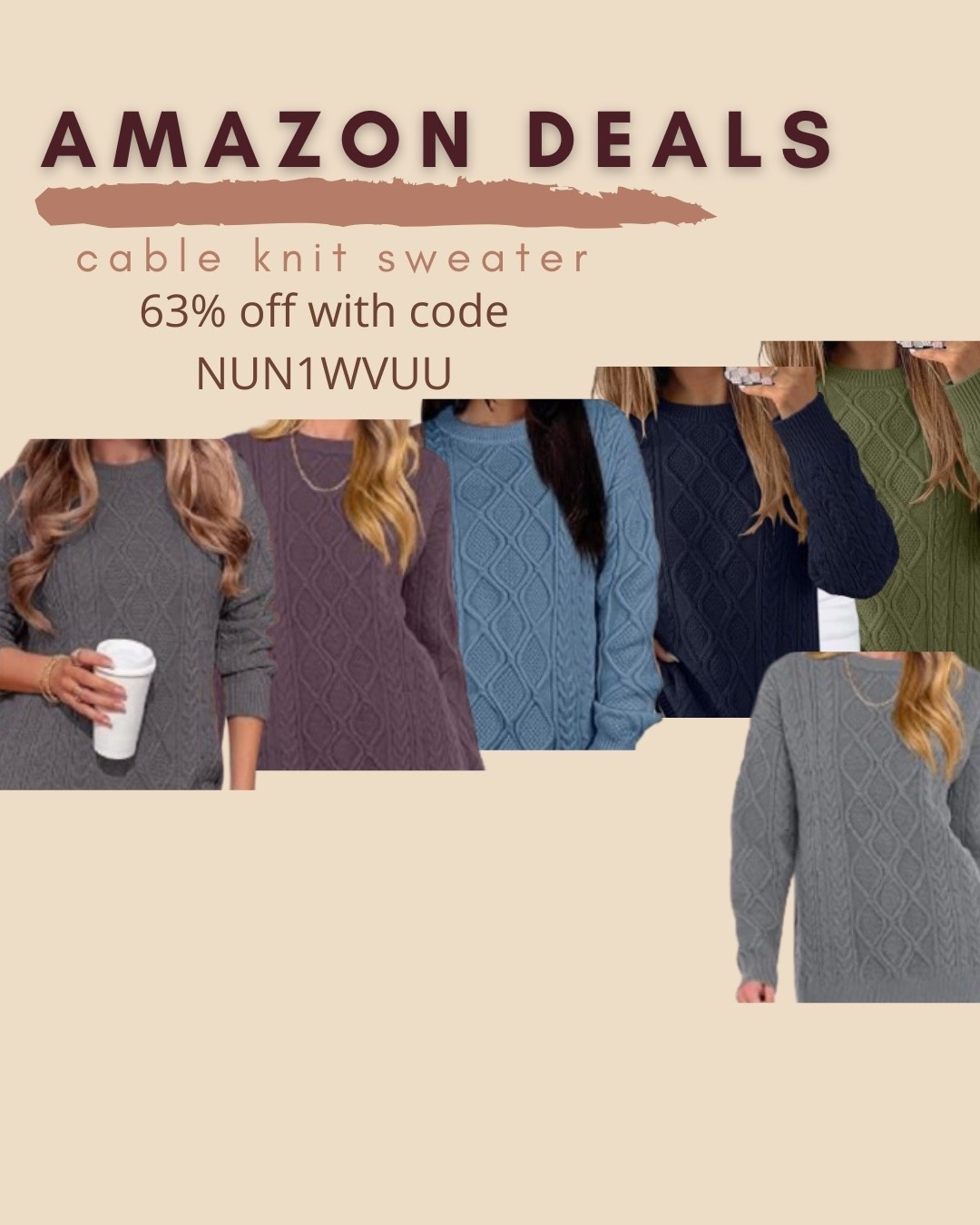 $13 ends 10/18

Amazon fashion
Amazon deals
Cable knit sweater