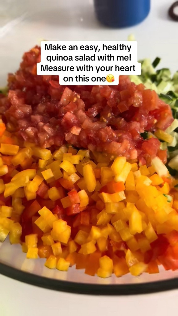 Quinoa salad measured with the heart 🤍🥗 and this veggie chopper is the real MVP. Saves so much time chopping cucumbers, onions, peppers & more — especially on busy mom days. Makes meal prep quick, easy, and way less messy 🙌 Linked my favorite kitchen gadget below!

#LTKOver40 #LTKfoodie #LTKmomlife