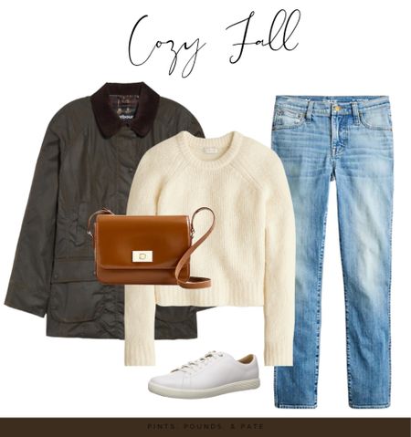 Chilly fall outfit of the day, with the classic waxed Barbour coat (one of my favorites for travel) 