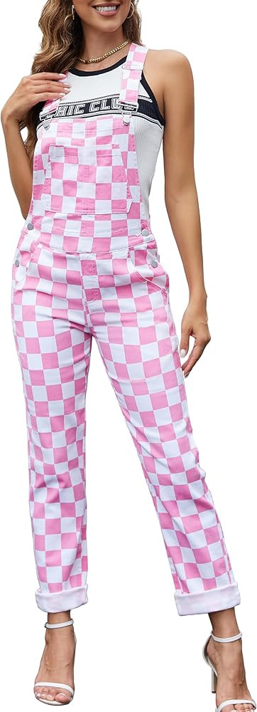 Denim Bibs Overalls Stretch Straight Leg Coveralls Jean Jumpsuit Adjustable Shoulder Strap Cute O... | Amazon (US)