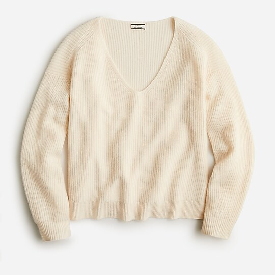 Ribbed cashmere oversized V-neck sweater | J. Crew US