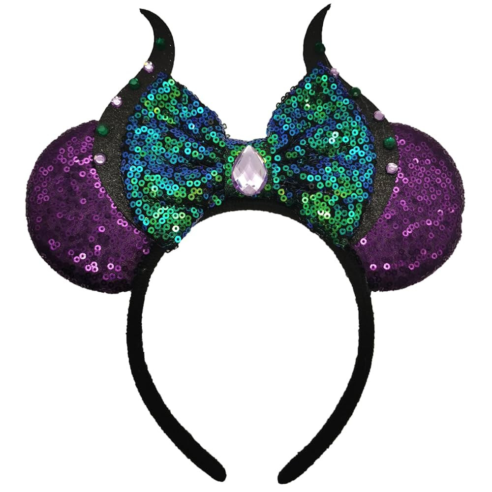 Halloween Bow Ear Headbands for Women Girls Maleficent Costume Hairbands Birthday Halloween Party... | Amazon (US)