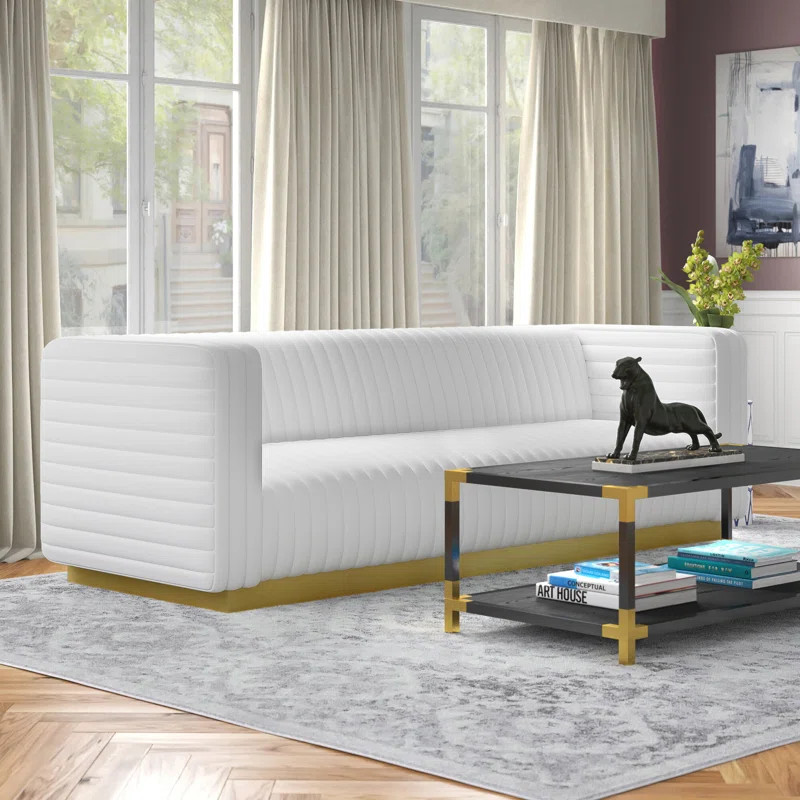 Cayson 96.5'' Velvet Tuxedo Arm Sofa | Wayfair North America