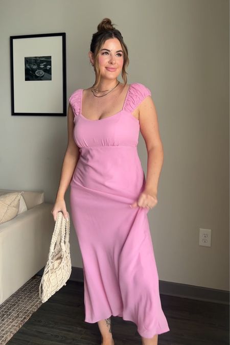 Pink maxi dress use code: DRESSFEST
wearing large tall 💕🫶🏼 Abercrombie sale (6/9-6/12) 

#LTKunder100 #LTKsalealert #LTKcurves