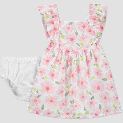 Carter's Just One You® Baby Girls' Floral Ruffle Dress - Ivory/Pink | Target
