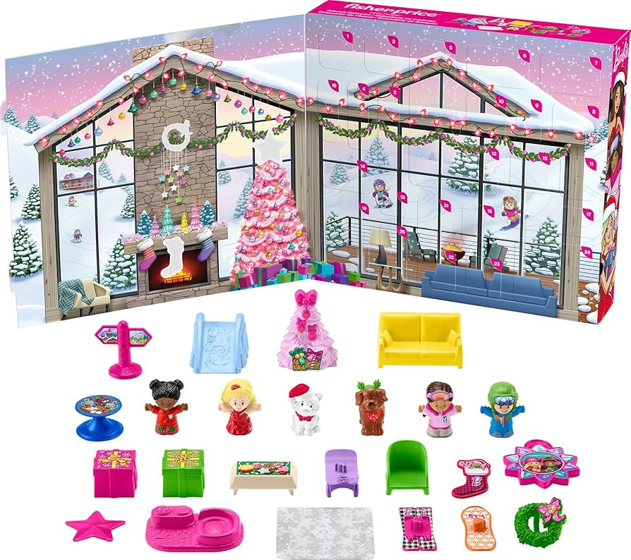 Fisher-Price Little People Barbie Toddler Toy Advent Calendar Playset, 24 Christmas Figures & Pie... | Amazon (US)