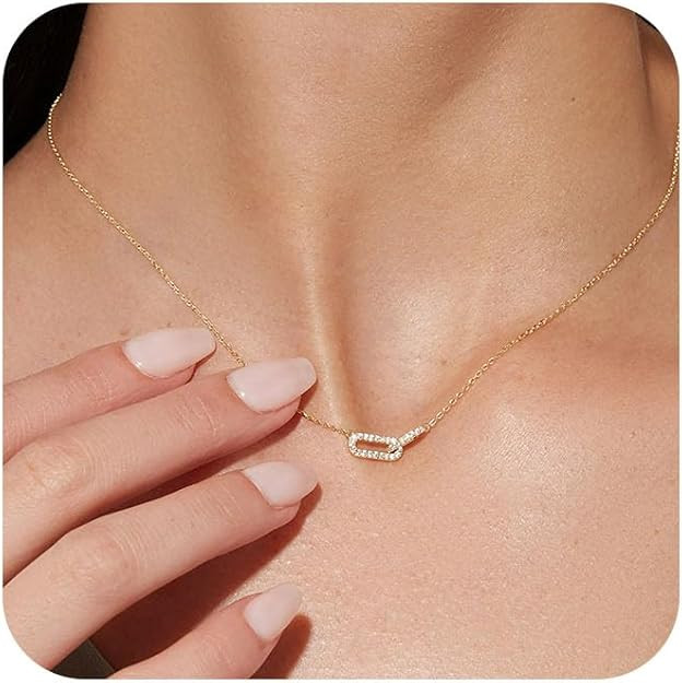 Freekiss Gold Pendant Necklace for Women, Dainty Diamond Necklaces for Women Simple 14K Gold Plat... | Amazon (US)