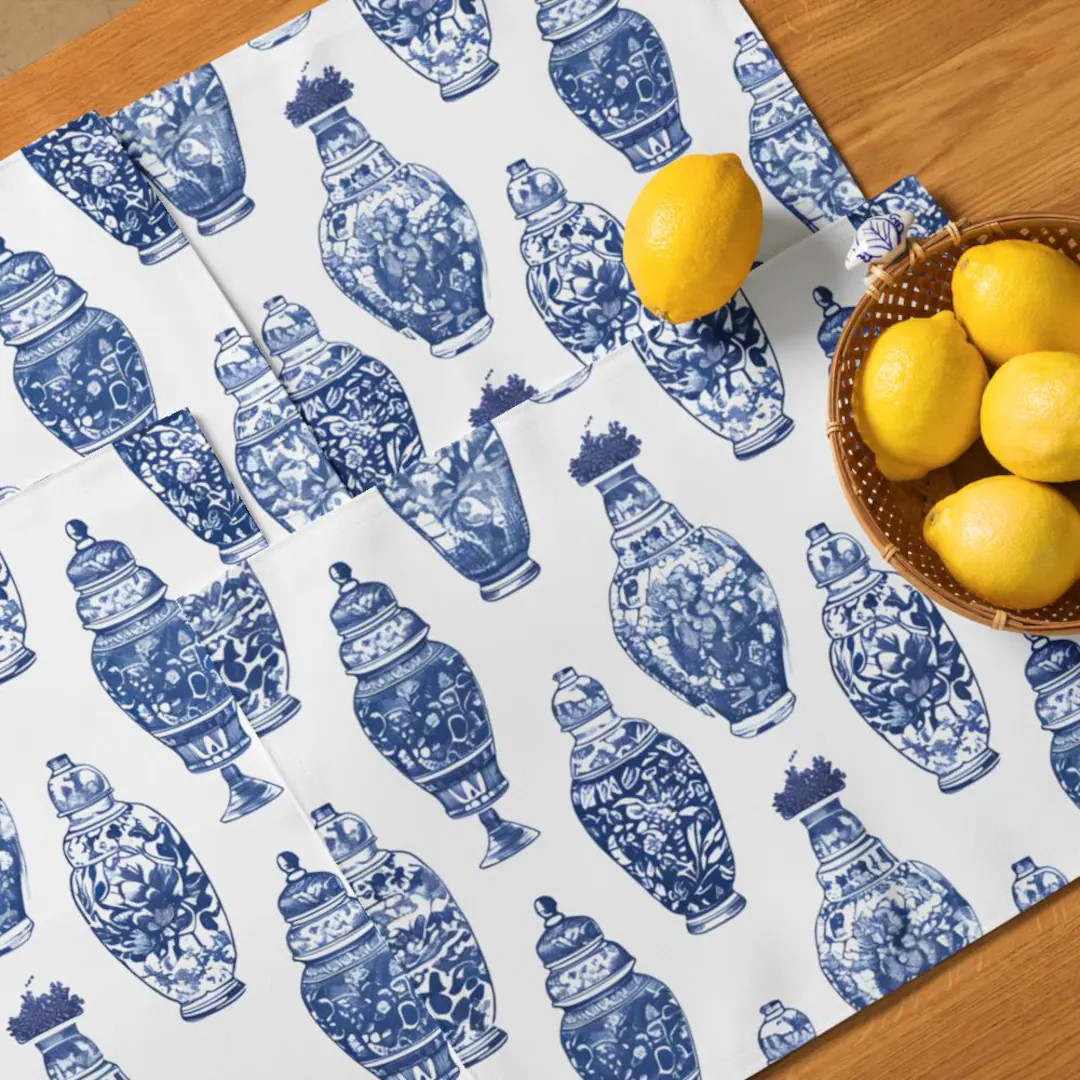 Ginger Jar Placemats Set of 4, Chinoiserie Ginger Jar Placemats, Easter Placemats, Blue and White... | Etsy (US)