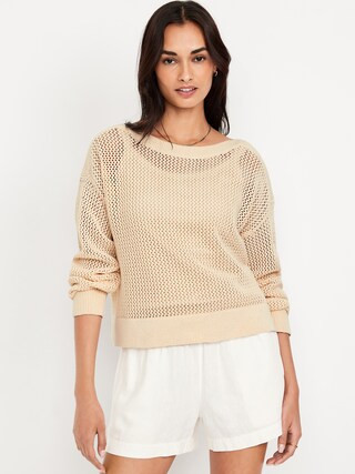 Boat-Neck Open-Stitch Sweater | Old Navy (CA)
