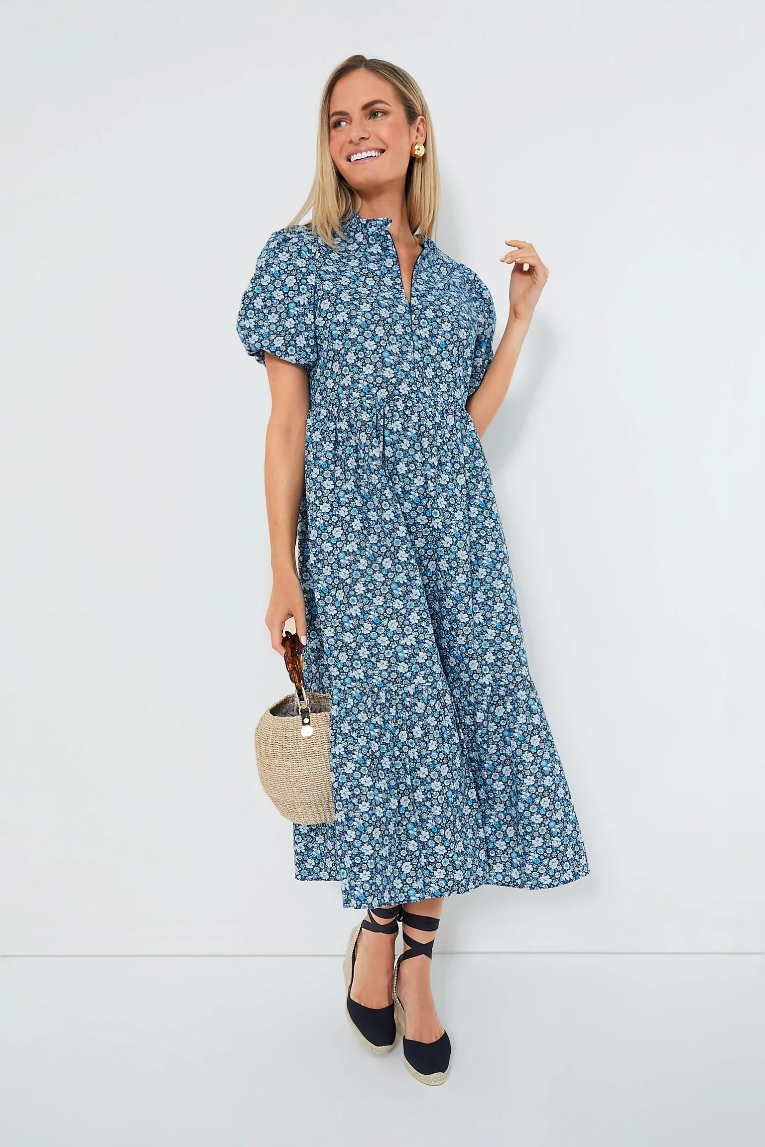 Zip Front Bluebells Floral Midi Dress | Tuckernuck (US)