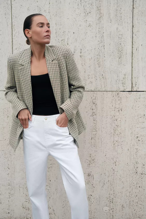 STRAIGHT HOUNDSTOOTH BLAZER | Zara US