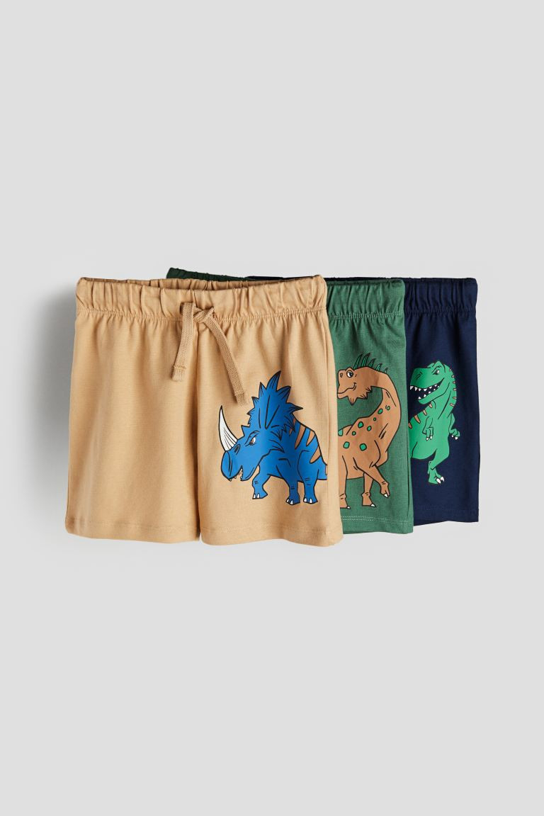 3-pack Pull-on Shorts - Dark blue/dinosaurs - Kids | H&M US | H&M (US + CA)