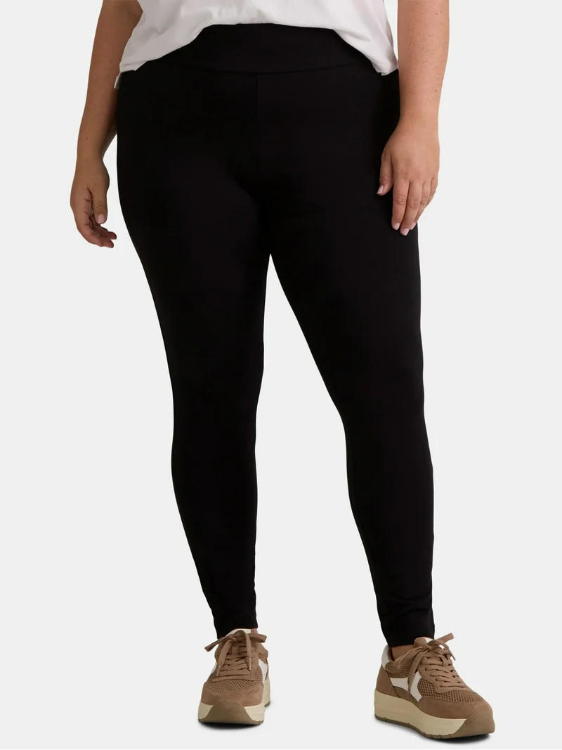 Terra & Sky Women's Plus High Waist Ankle Length Leggings, 27" Inseam, Sizes 0X-5X | Walmart (US)