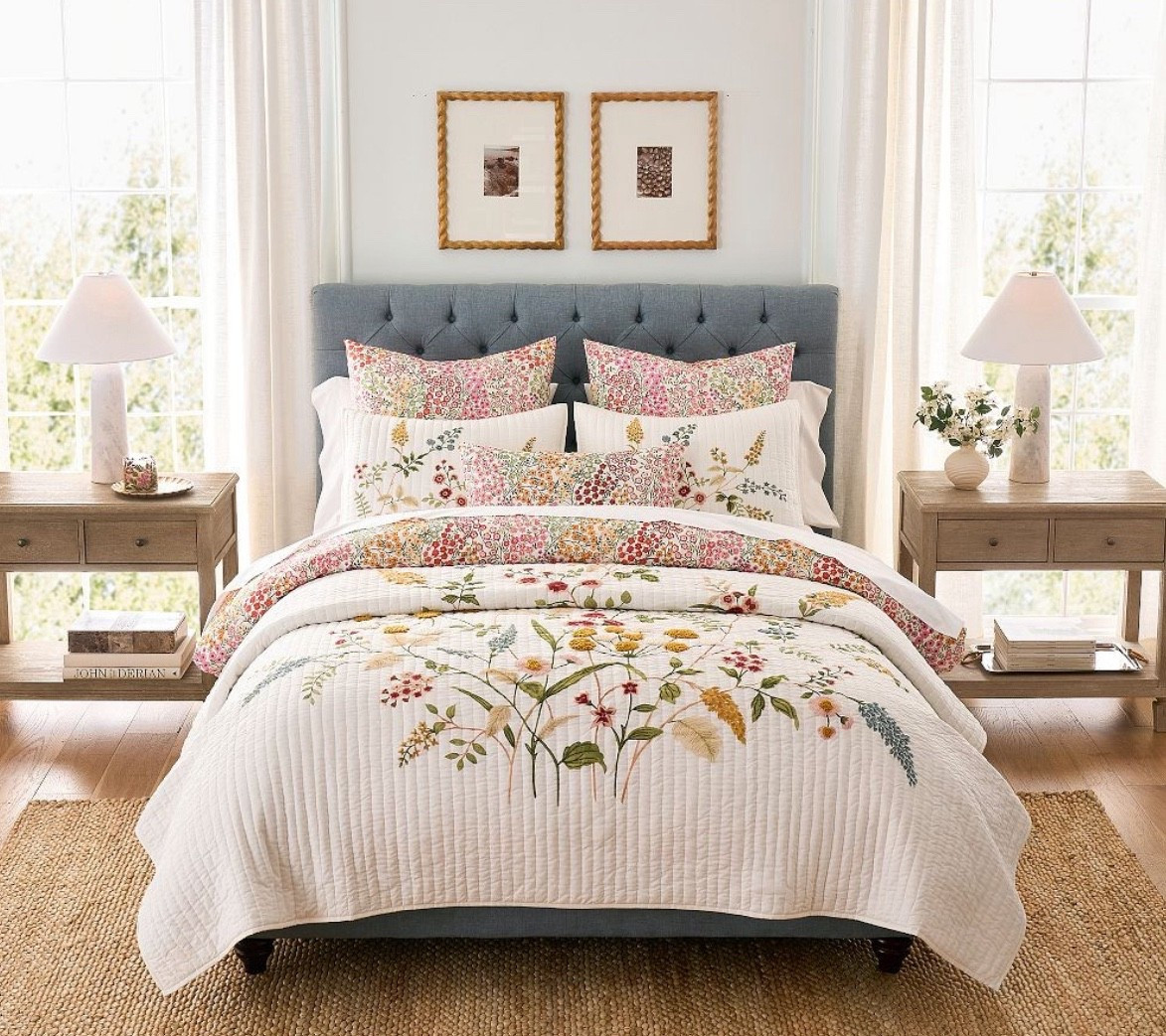 Top Seller Alert! Pottery Barn Spring Floral Bouquet Quilt! 