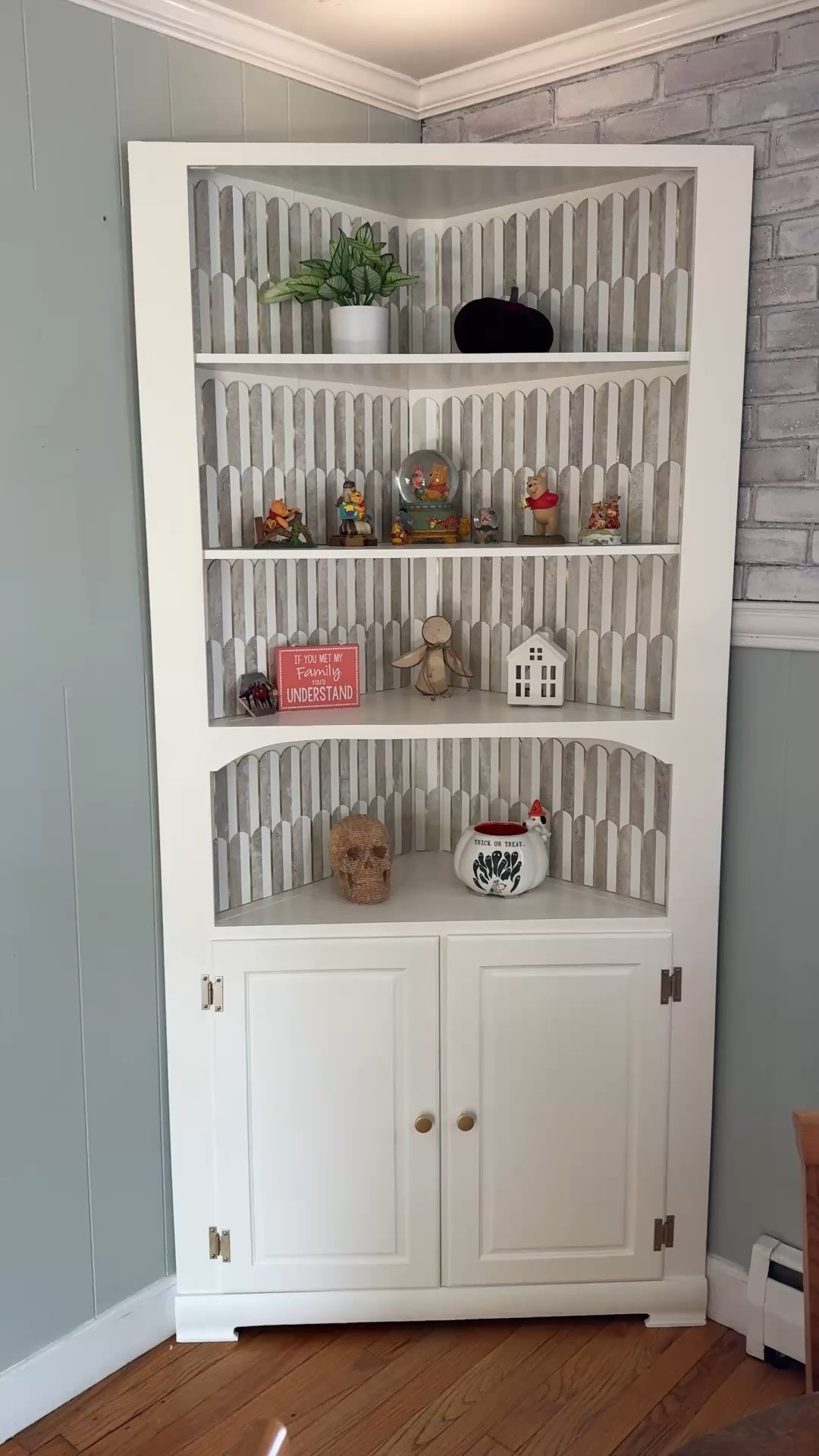 Painted this corner hutch. Added sticky tiles to the back. Added gold knobs. Love this!

#LTKOver40 #LTKHome
