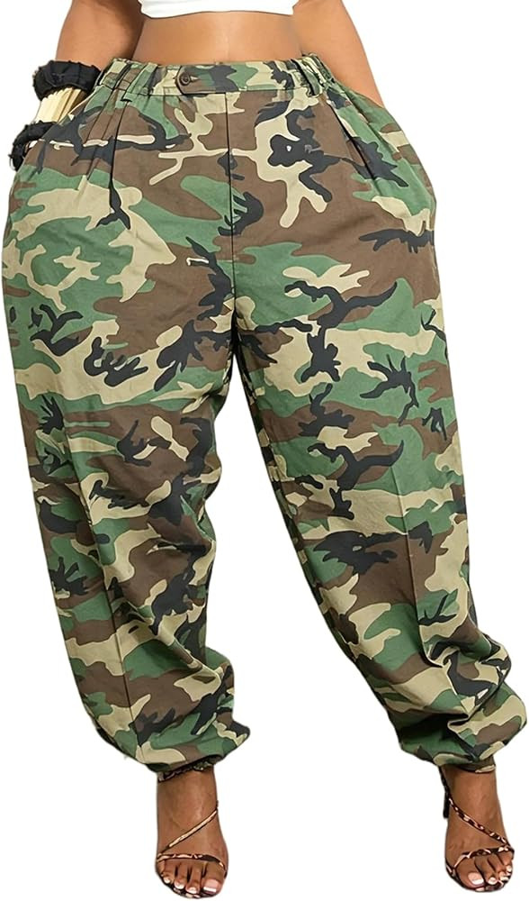 Women's Baggy Parachute Pants Casual High Waisted Wide Leg Balloon Joggers Tapered Trousers Y2K S... | Amazon (US)