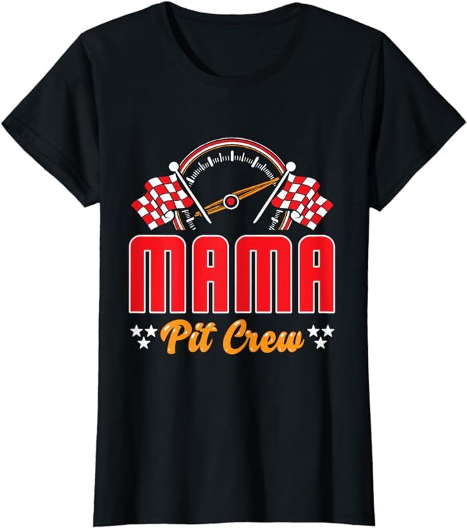 Race Car Birthday Party Matching Family Mama Pit Crew T-Shirt | Amazon (US)