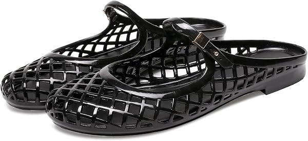 Clear Jelly Slide Sandals for Women Slip On Closed Round Toe Mesh Hollow Flat Mary Jane Mules Bea... | Amazon (US)
