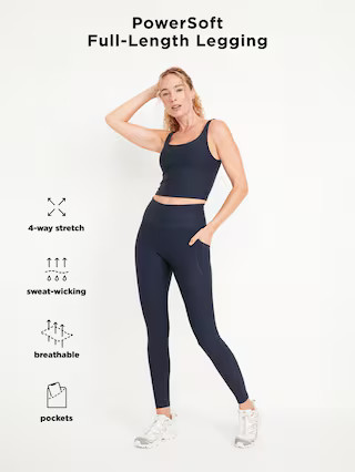 High-Waisted PowerSoft Full-Length Pocket Leggings | Old Navy (US)