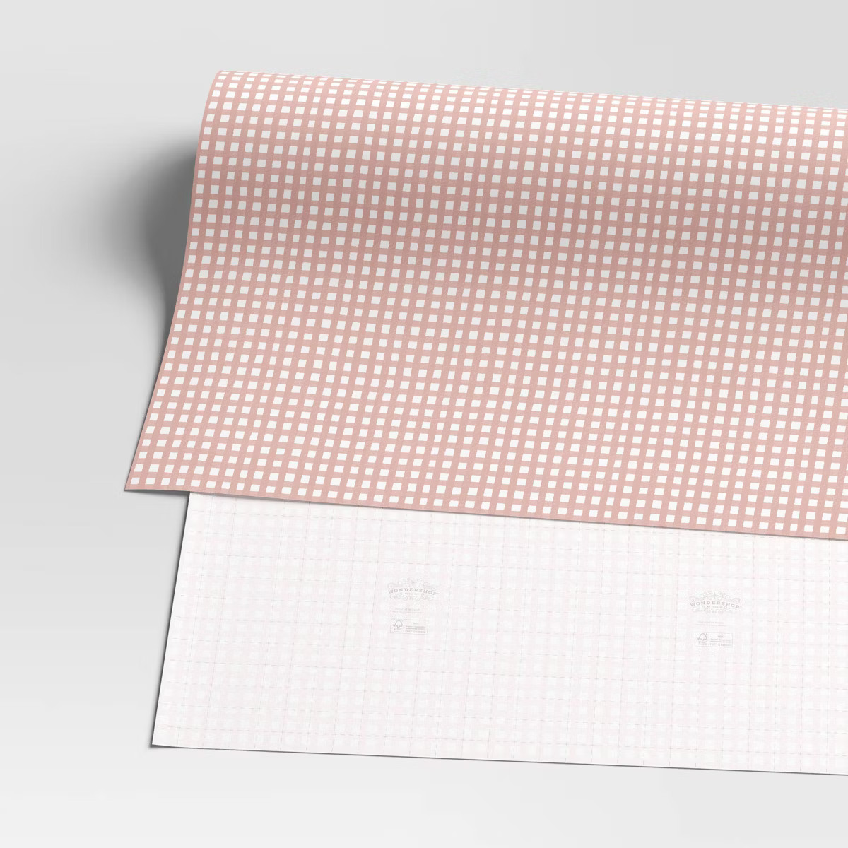 30" 25 sq ft Christmas Roll Wrap Gingham Pink - Wondershop™ | Target