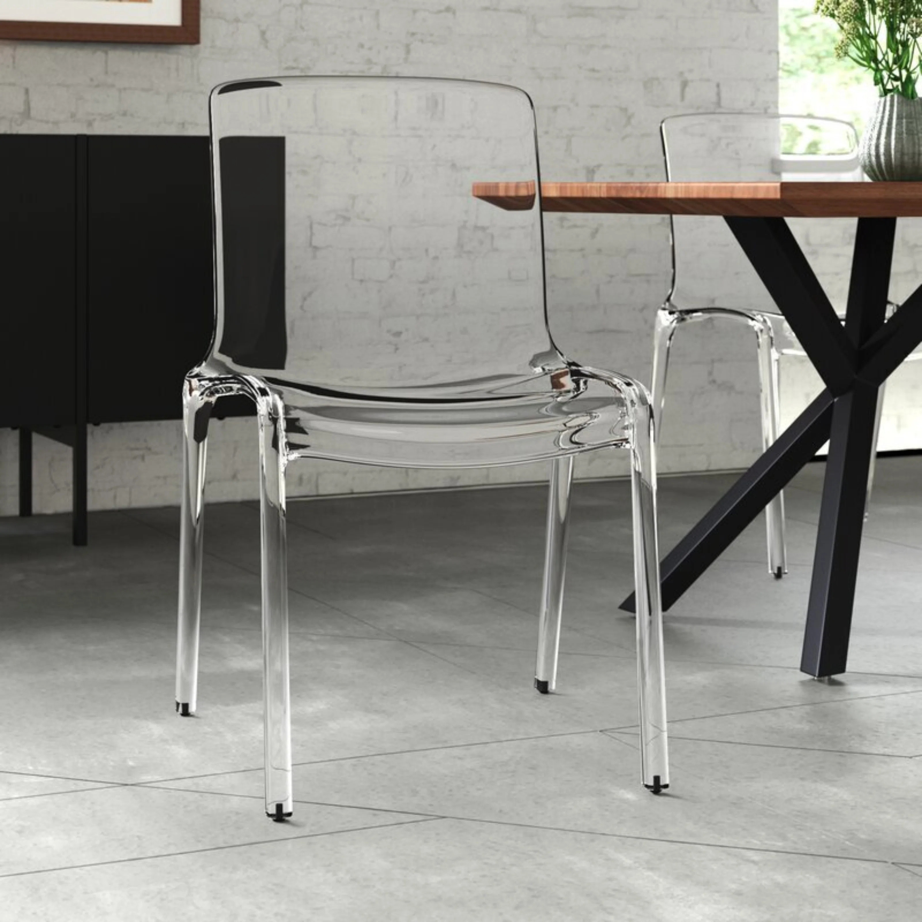 Lade Transparent Plastic Stackable Dining Chair with Waterfall Edge Seat – Lightweight Versatil... | Wayfair North America