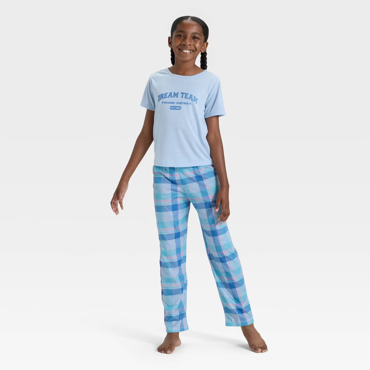 Girls' Short Sleeve Graphic T-Shirt and Pants Pajama Set - Cat & Jack™ Blue S | Target