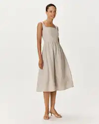 100% European Linen Fit & Flare Midi Dress | Quince