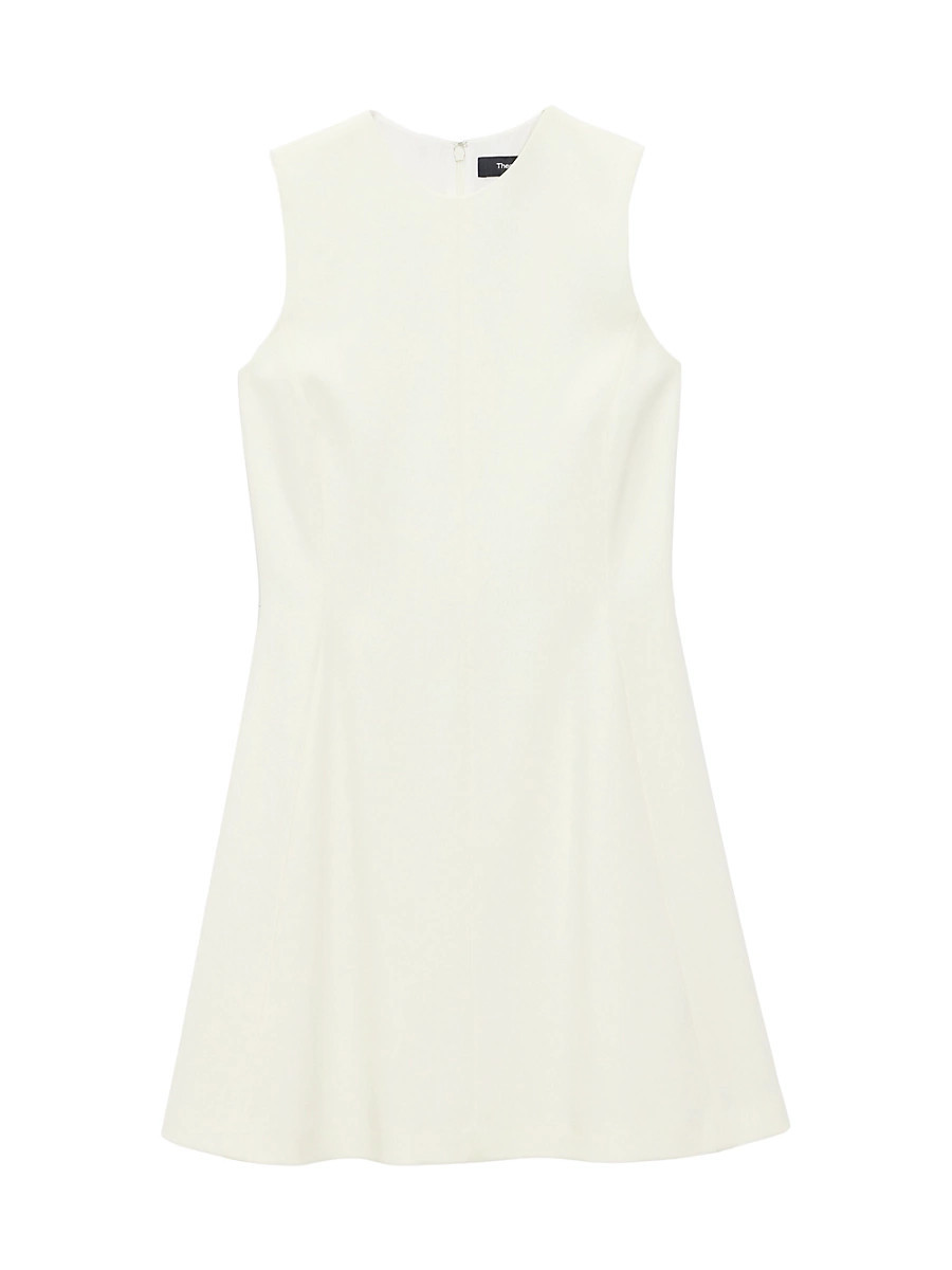 Women's Crêpe Sleeveless Flare Minidress - Rice - Size 16 | Saks Fifth Avenue