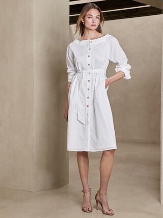 Off-Shoulder Midi Shirtdress | Banana Republic Factory