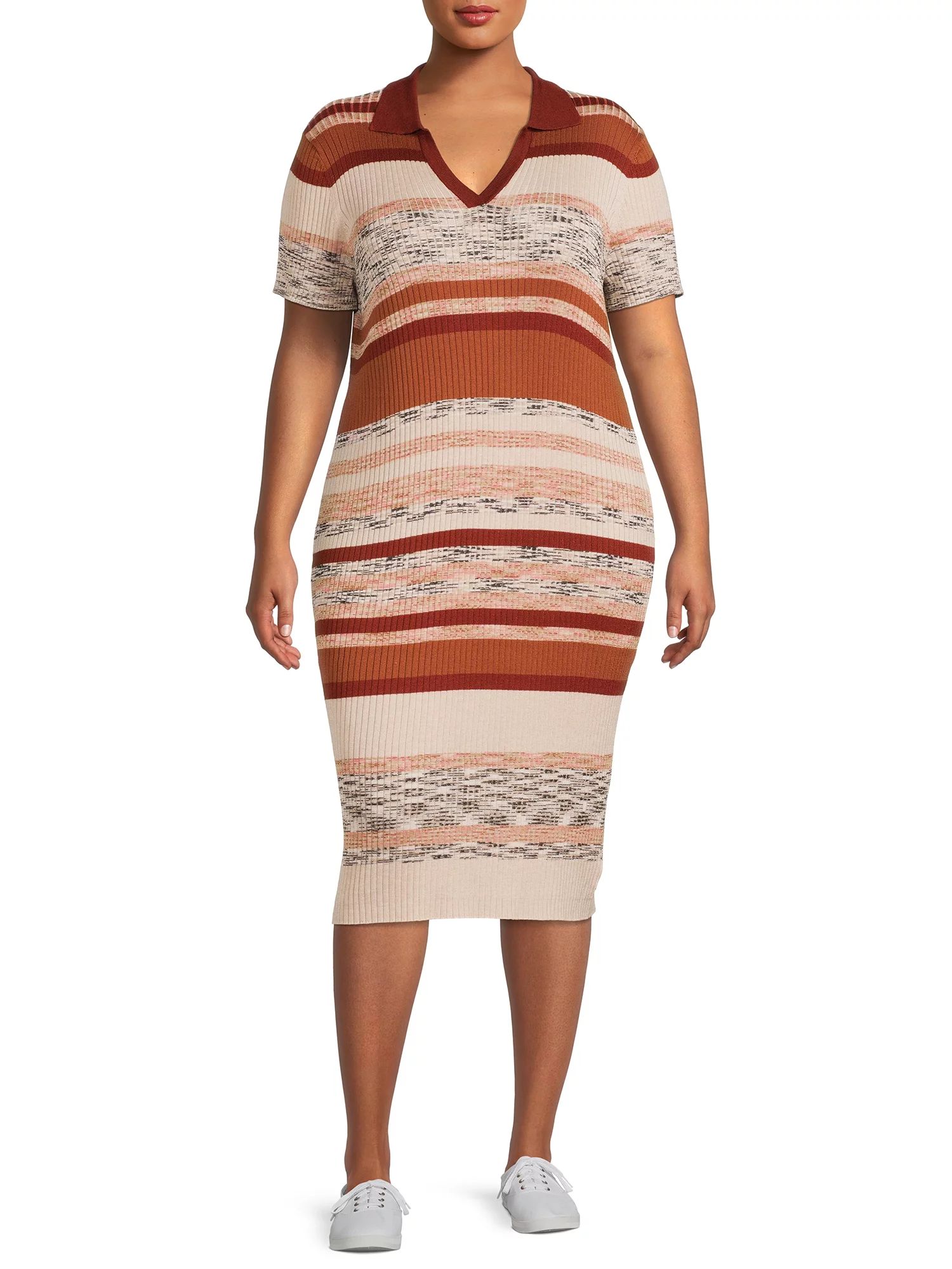 Terra & Sky Women's Plus Size Polo Sweater Dress | Walmart (US)