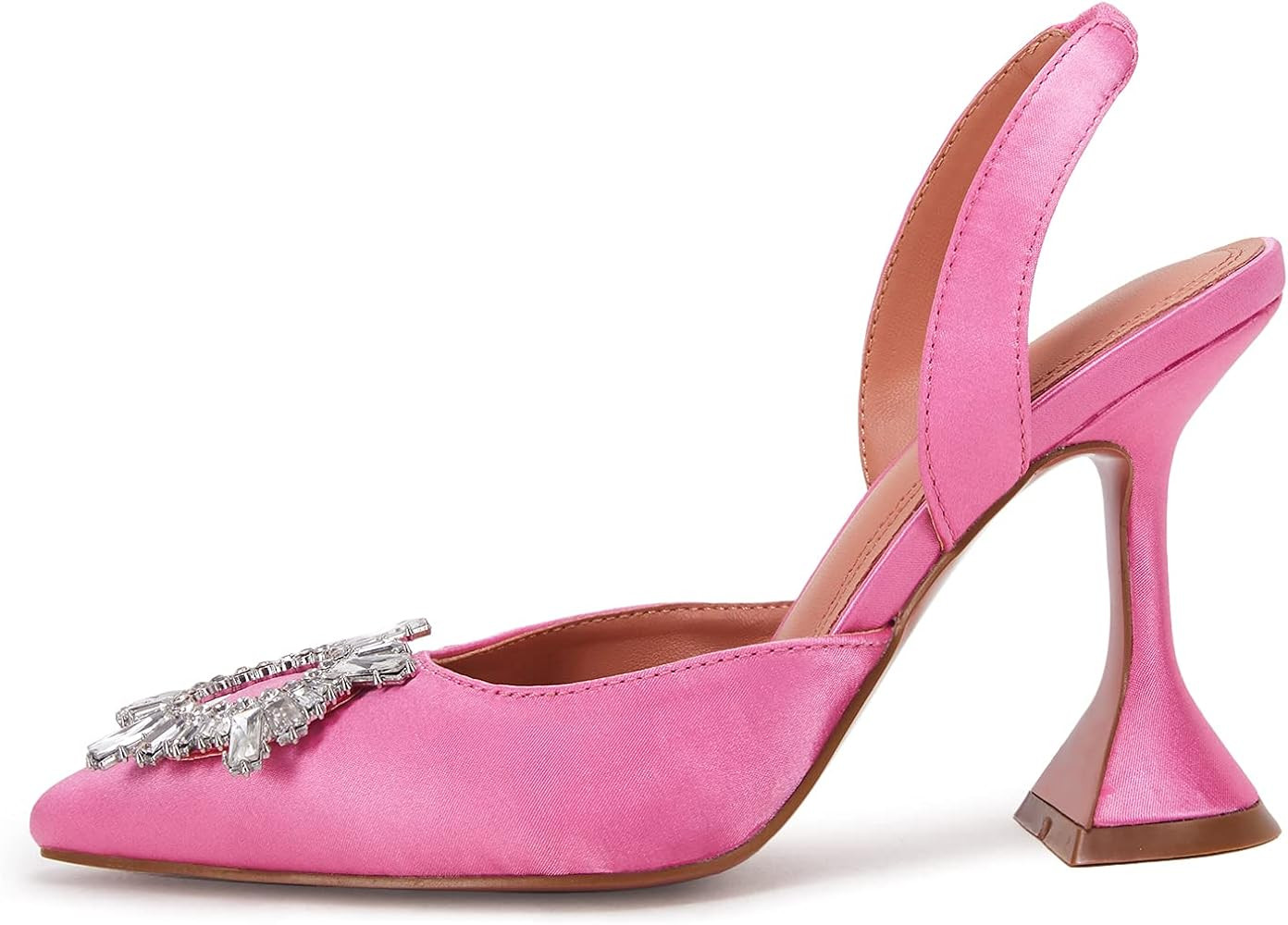 VETASTE Women's High Heel Crystal Slingback Pumps Pointed Toe Strappy Triangle Heeled Party Wedding  | Amazon (US)