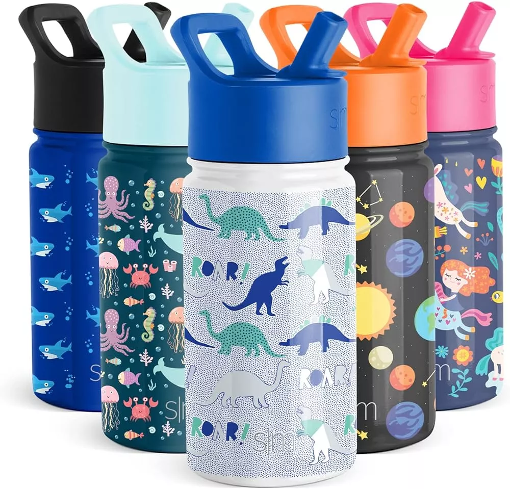 Simple Modern Disney Wish Kids Water Bottle with Straw Lid | Reusable Insulated Stainless Steel Cup for Girls, School | Summit Collection | 14oz