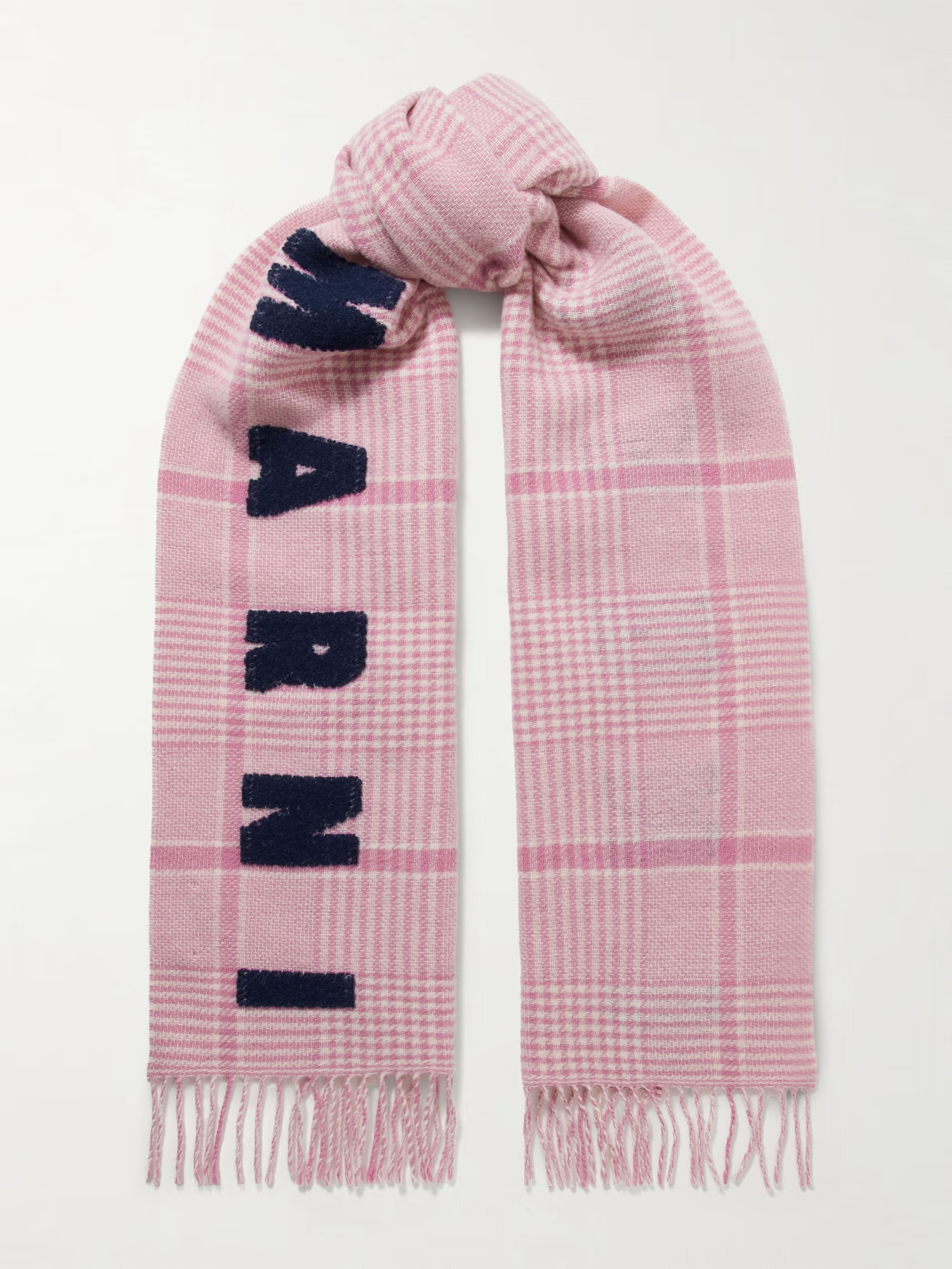 Fringed embroidered Prince of Wales checked wool scarf | NET-A-PORTER (US)