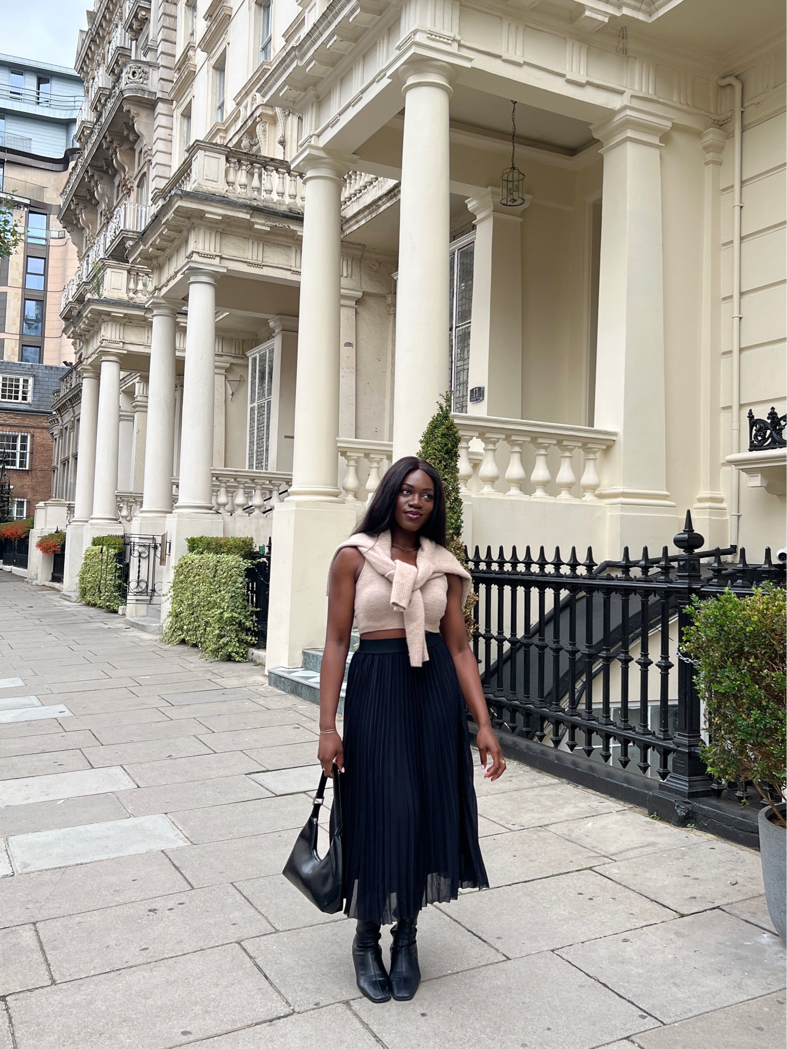 Fall style, fall outfit, fall fashion, pleated midi skirt, fall boots, sock boot, black boots, fall purse, sweater, oversized sweater, ootd, fall outfit ideas, black skirt, tank top, London outfit, London style 

#LTKunder100 #LTKSale #LTKFind