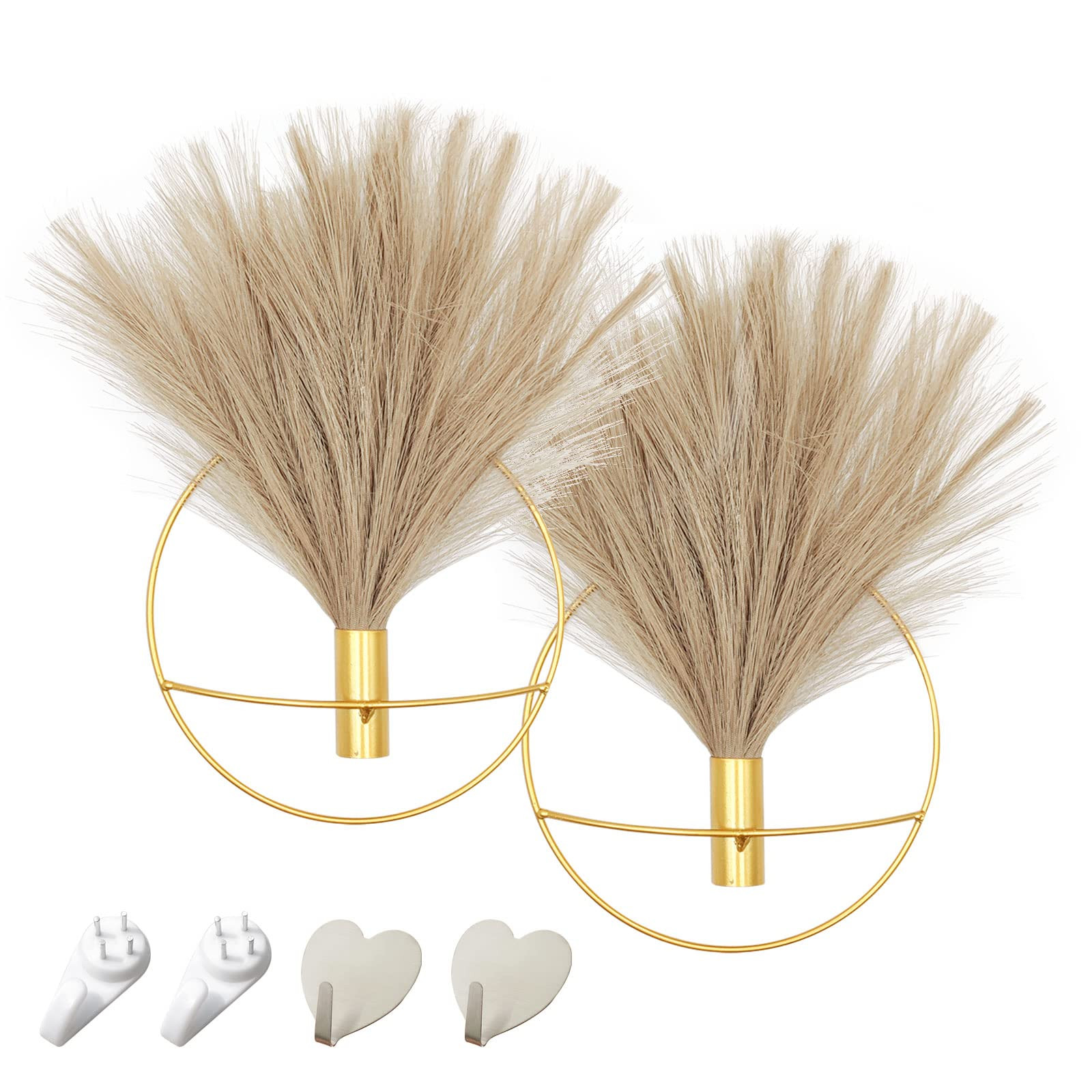 Pretty Jolly Boho Wall Decor, Wall-Mounted Metal Wall Decor, Hanging Artificial Pampas Display, W... | Amazon (US)