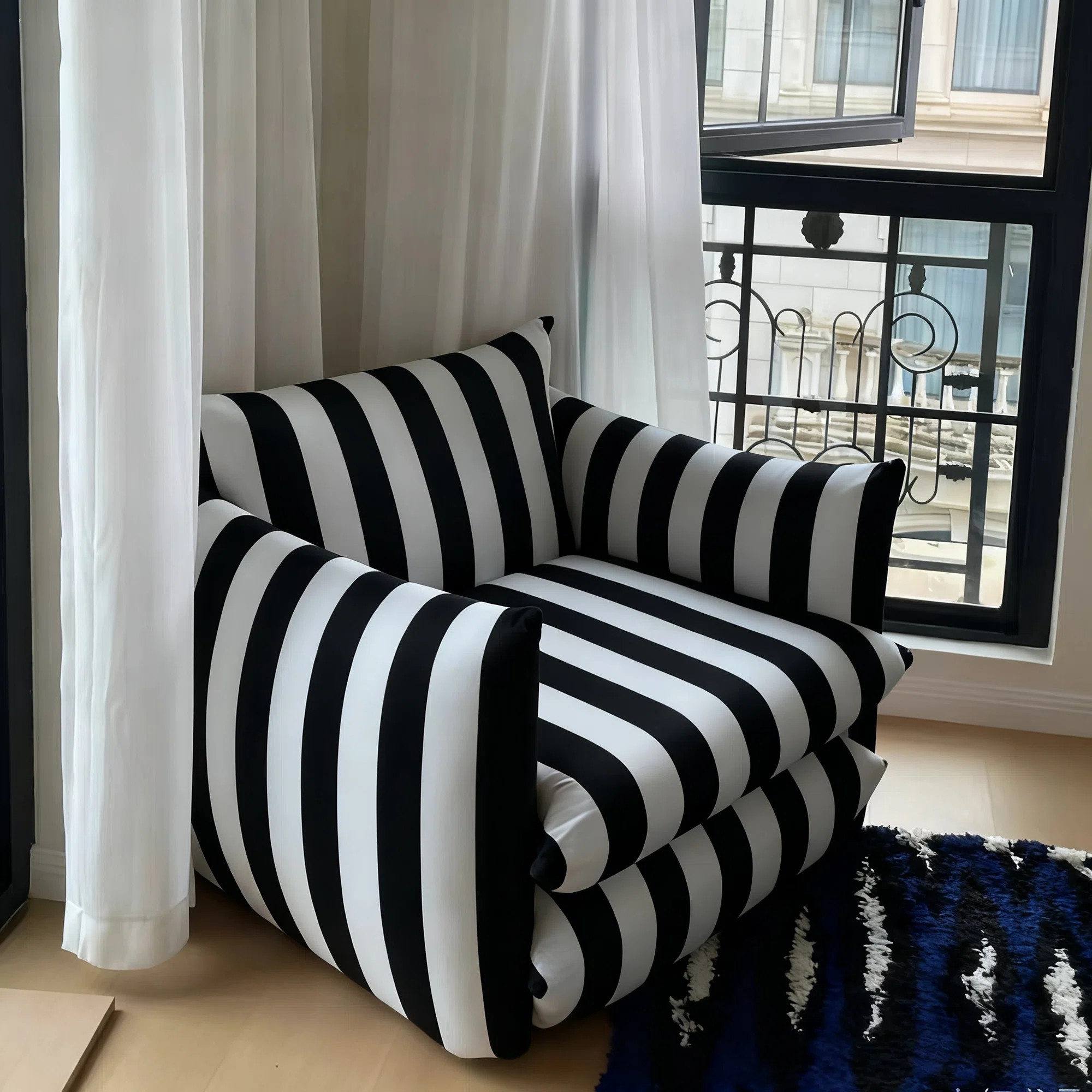 Longshore Tides Elora 40" Wide Upholstered Striped Accent Chair | Wayfair | Wayfair North America