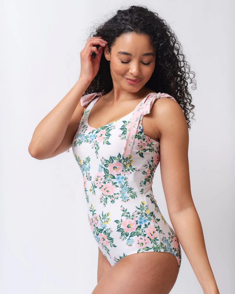 Somerset Floral Shoulder Tie V-Neck One-Piece | My Sister's Closet Boutique
