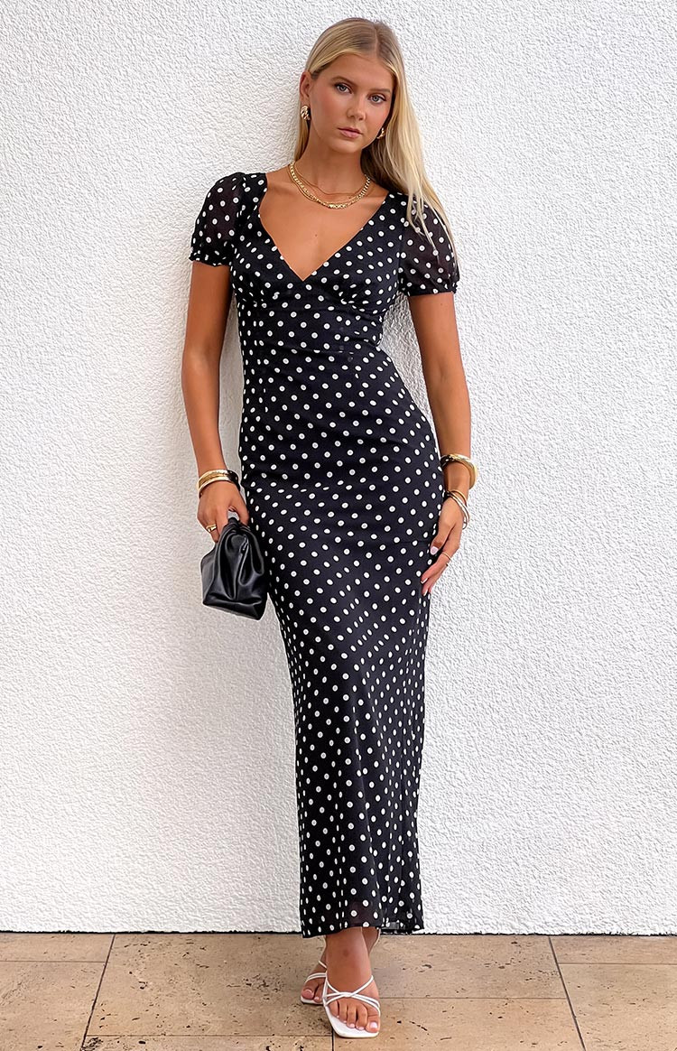 Lovella Black Polka Dot Maxi Dress | Beginning Boutique (AU)