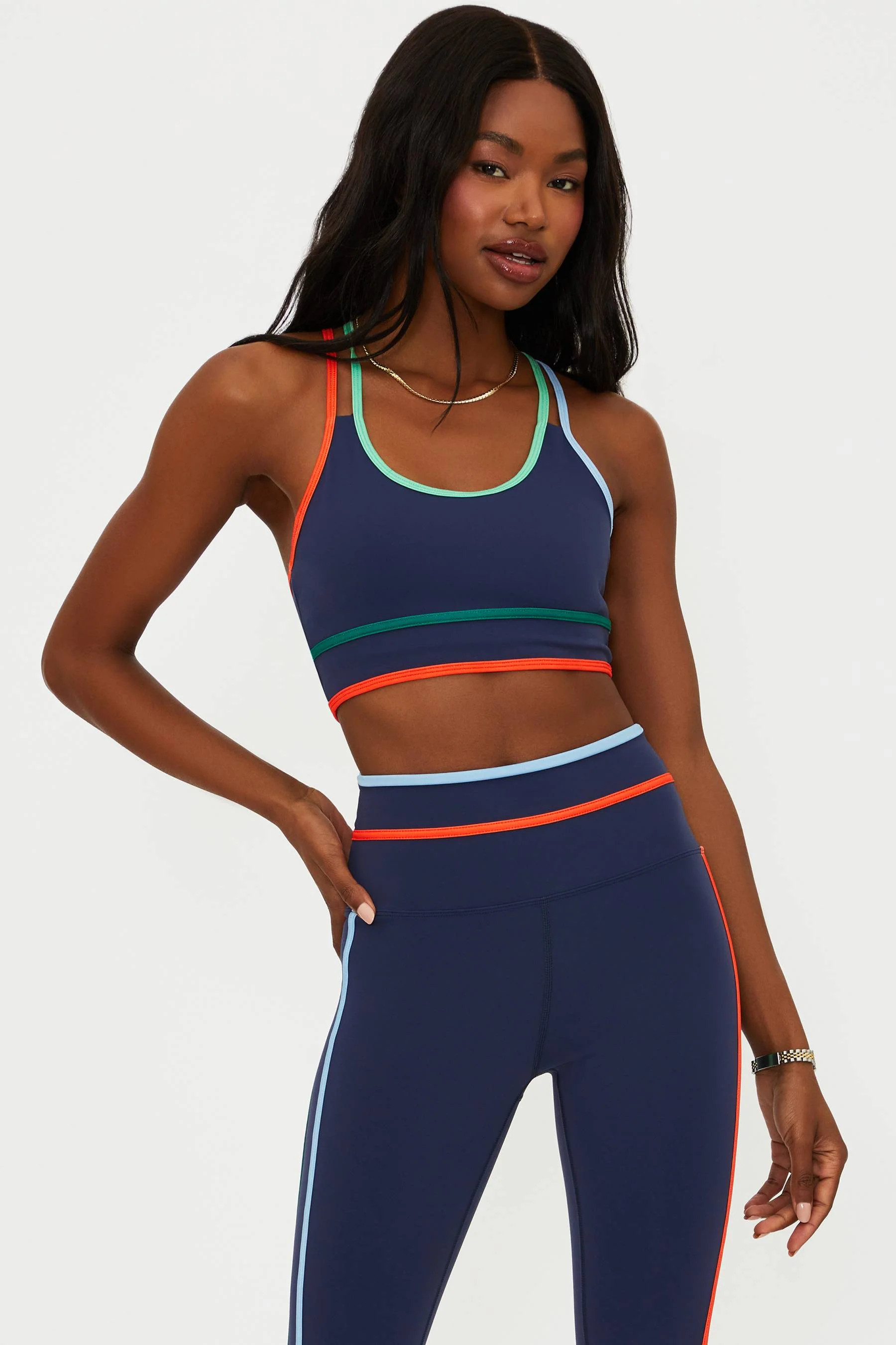 Anari Top Cape Cod Colorblock | Navy Sports Bra | Beach Riot | Beach Riot