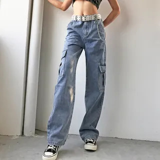 OCRE Wide Leg Cargo Jeans | YesStyle | YesStyle Global