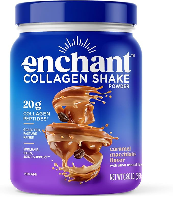 Enchant Collagen Peptides Shake Powder, Caramel Macchiato Flavor – Great Taste, 20g Grass Fed C... | Amazon (US)