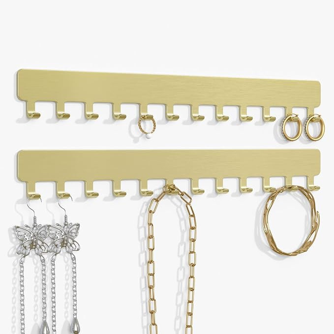 bussdis Self-Adhesive Necklace Holder, Wall Mounted Jewelry Organizer for Necklaces, Earrings, Ri... | Amazon (US)