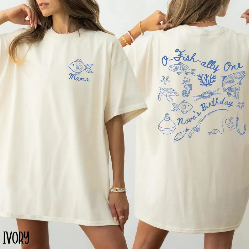 Ofishally One Birthday Shirt 1st Birthday Fishing Outfit Family Matching Birthday Shirt Ocean The... | Etsy (US)