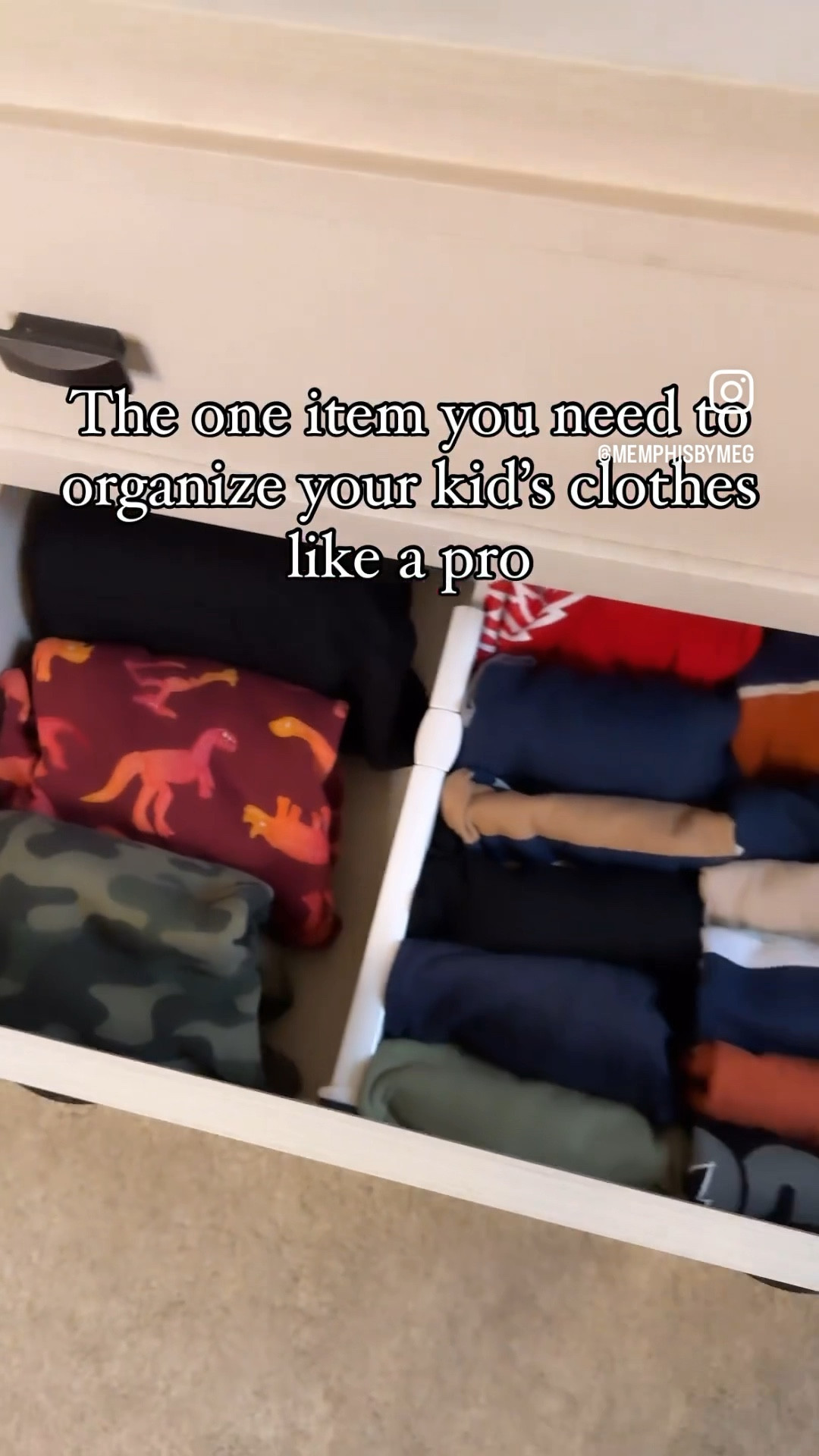 Don't let your kids' tiny clothes stress you out anymore
these dividers are easy to
install and create an organized system that's even easier to maintain.
See below for the link to this set of drawer organizers - currently under $30!!

PS - to really love opening up your kids drawers, don't forget to declutter their old/ outgrown/no longer loved items first 🫶

#organize #momlife #organizedhome #declutter #organized #amazonfinds